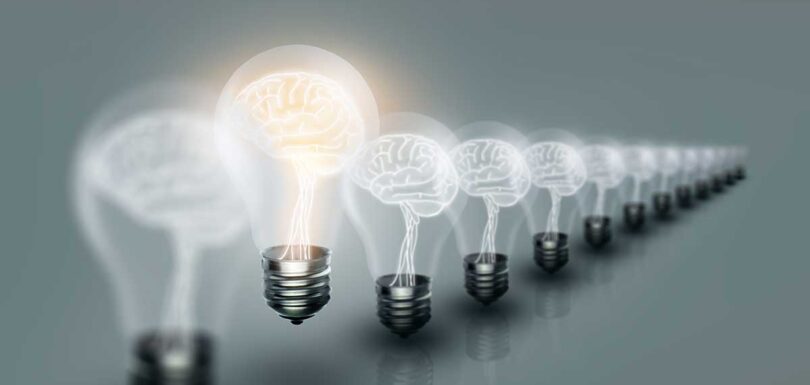 light bulbs with brain inside them