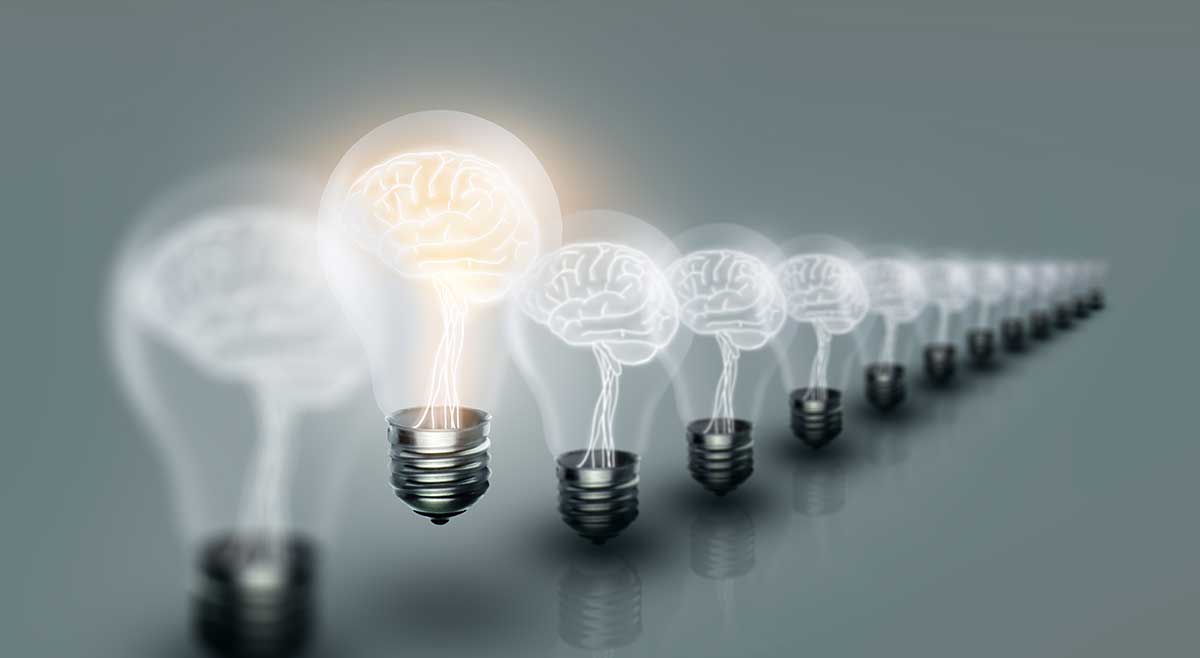 light bulbs with brain inside them